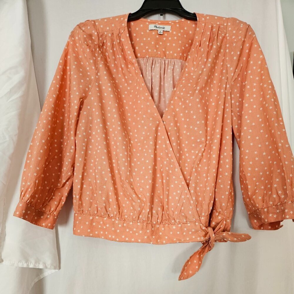 MADEWELL Women's Star Scatter Wrap Shirt‎ Coral Size MED